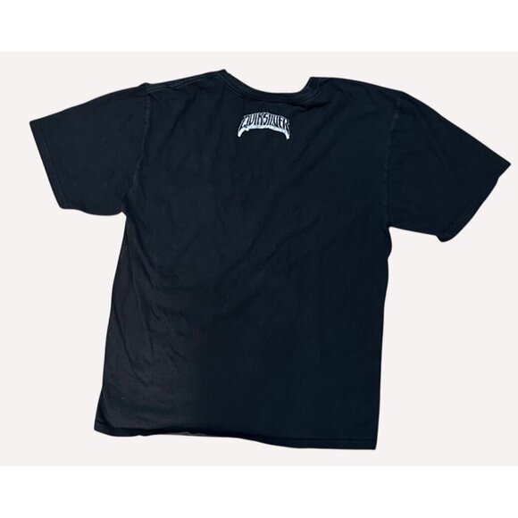 Quiksilver Vintage Grunge Black Tee Shirt Size L Slim Fit Surfing Skeleton Graph - Picture 4 of 10